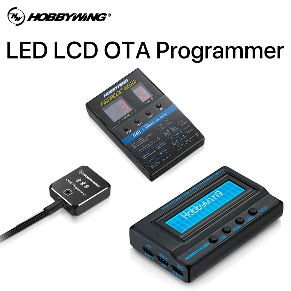HOBBYWING Program Card LCD/LED/OTA ESC Programming Box Bluetooth 3 in1 w/Voltmeter for Brushless ESC for RC Car Boat Drone RC