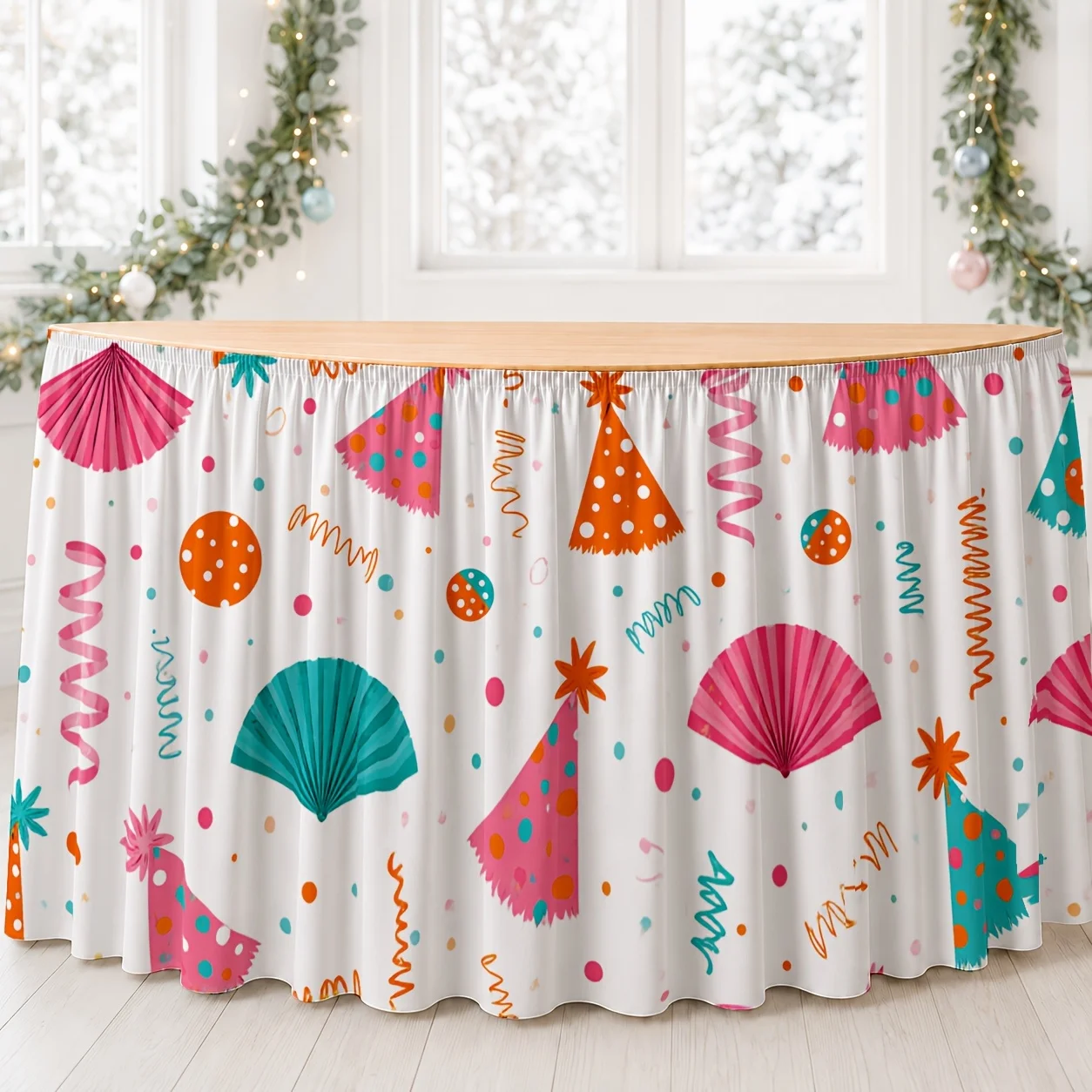 Birthday celebration summer holiday themed colorful paper scraps for a pattern tablecloth and table skirt - 1 piece