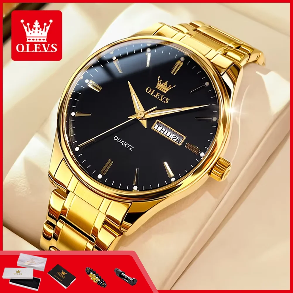 

OLEVS 6898 Man Watch Fashion Simple Dual Calendar Waterproof Luminous Men's Wristwatch Hot Sale Original Quartz Watches for Man