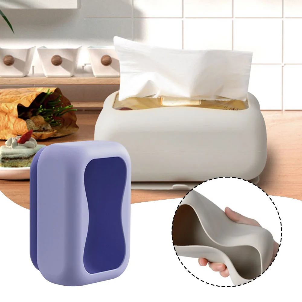 

Punch-free Silicone Tissue Box With Suction Cup Stable Large Paper Towels Box For Living Room