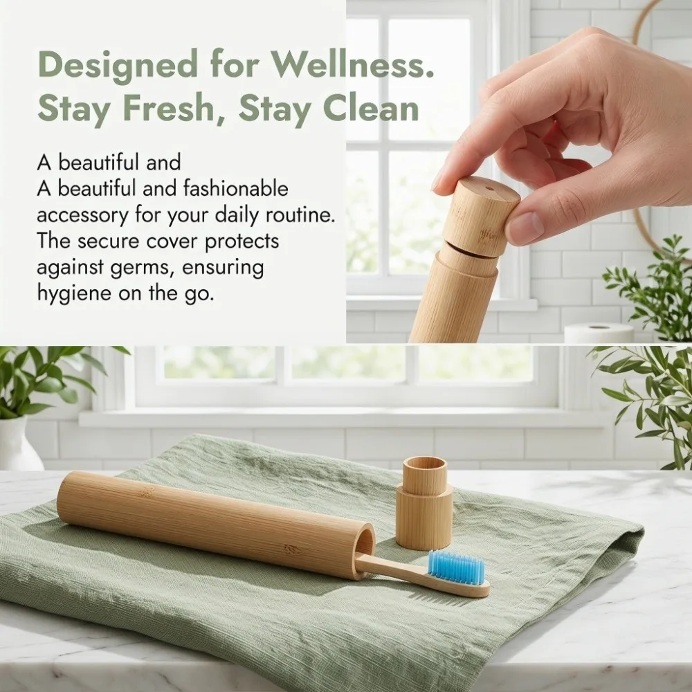 Hygienic Bamboo Toothbrush Holder Natural Portable Toothbrush Protect Box Tubular Eco Friendly Toothbrush Storage Case Adult