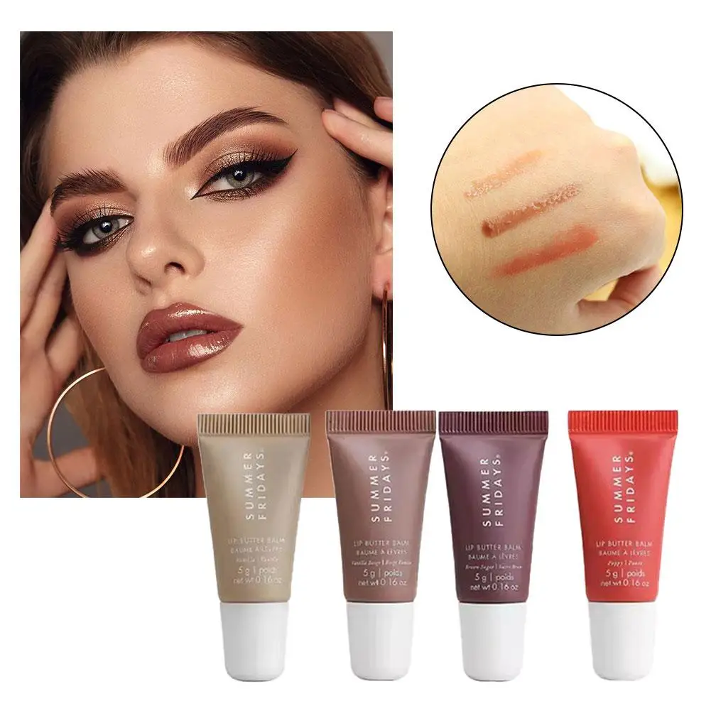 4 Pcs Summer Fridays Mini Lip Butter Balm Set Moisturizing Vanilla Beige Brown Sugar Makeup Fast Ship Gift Kit