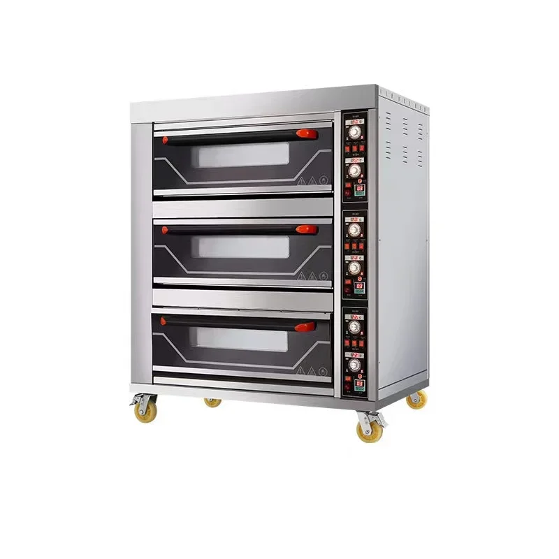 Baking Equipment 3 Layer 6 Tray Bread Oven Electric Stainless Steel Baking Platform Oven Commercial Gas Bread Baking Machine