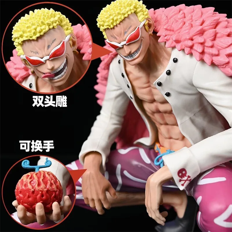 

One Piece Gk Doflamingo Squatting Little Tang Can Change Hands Double Headed Handmade Box Set Desktop Model Ornament Toy Gift