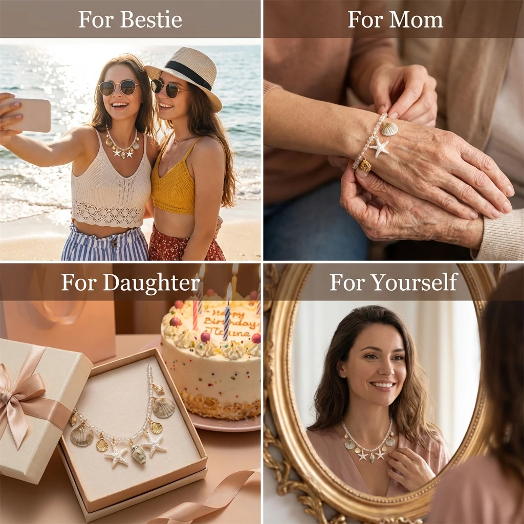 Küsteninspirierte Charm-Halskette mit Transparenter Kette, Choker für Frauen, Sommerurlaub-Schmuck, Erfrischende Marine-Ästhetik für den Urlaubsort – Detail 6