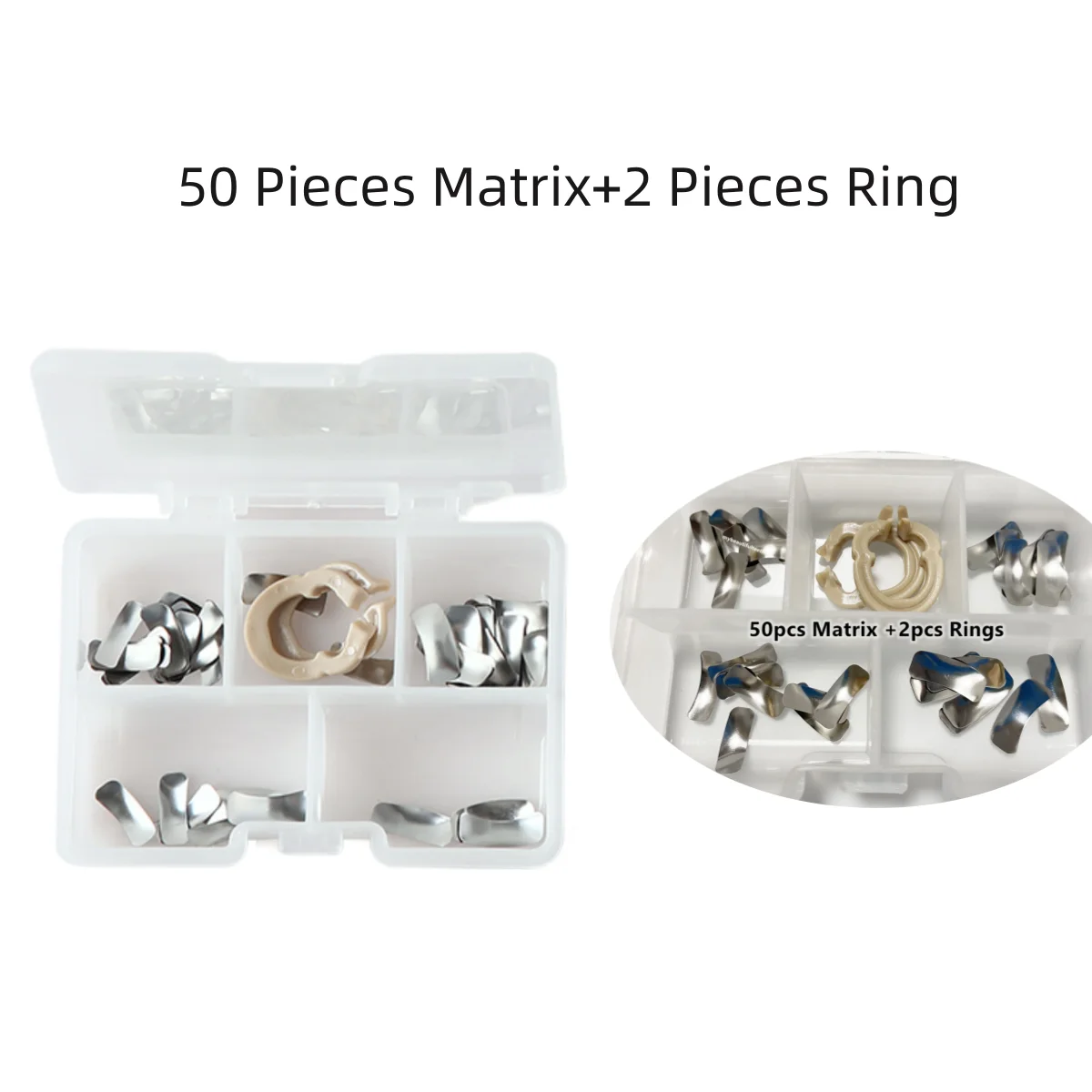 

52pcs Dental Sectional Matrix Contoured Matrice Triodent Style Clip Ring Matrice