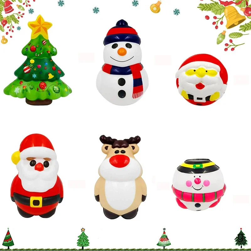 1/4個入り クリスマス ストレスボール 感覚玩具 サンタクロース 雪だるま スクイーズ玩具 スローリバウンド 握り玩具 クリスマスギフト 子供向け