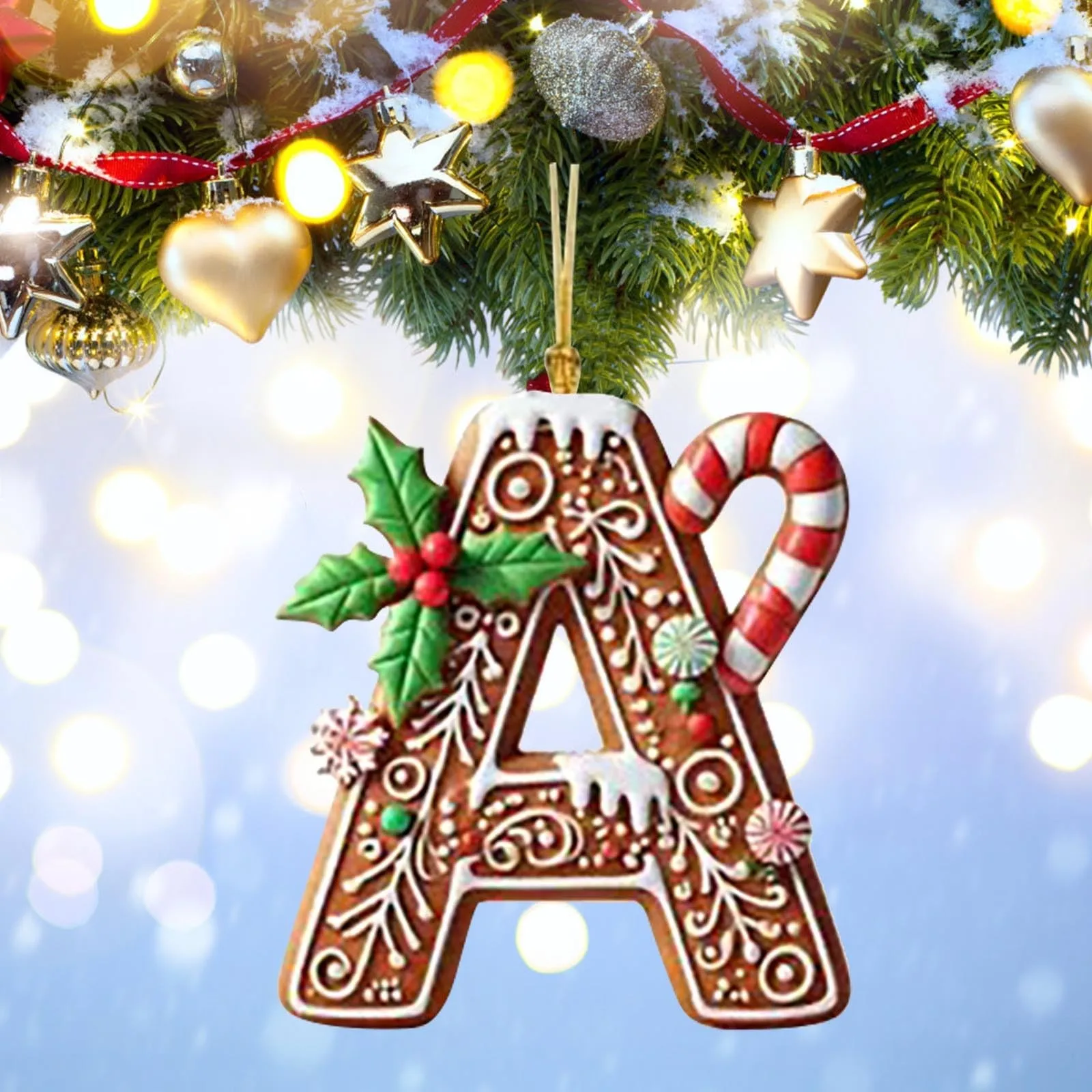 26 Letter Christmas Tree Hanging Personalized Christmas Candy Cane Decoration 2024