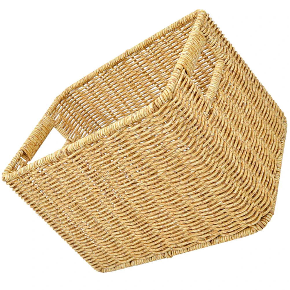 

Woven Storage Basket White H Imitation Rattan Large Capacity Home PP Shelves ganizer Household Storage Box