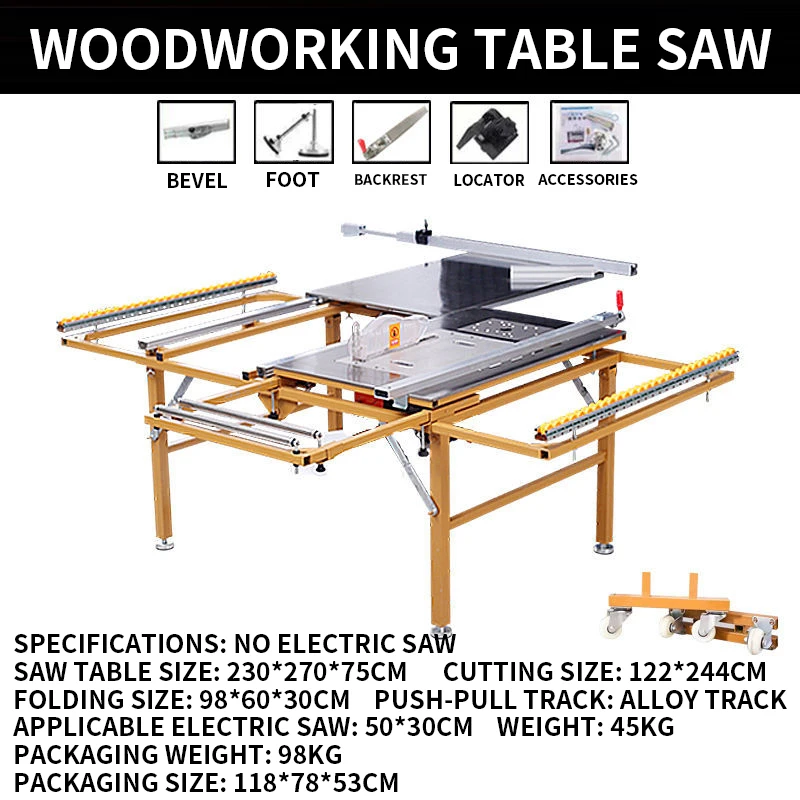 New type of woodworking push table saw multifunctional folding woodworking portable precision sawing machine worktable