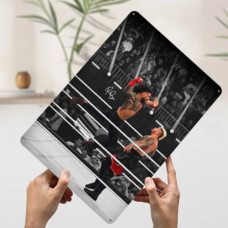 المهام الرومانية ومصارع Sikoa المعدني علامة جدار الفن ركن القهوة بار خمر ريترو تين علامات للديكور المنزل الداخلي #3