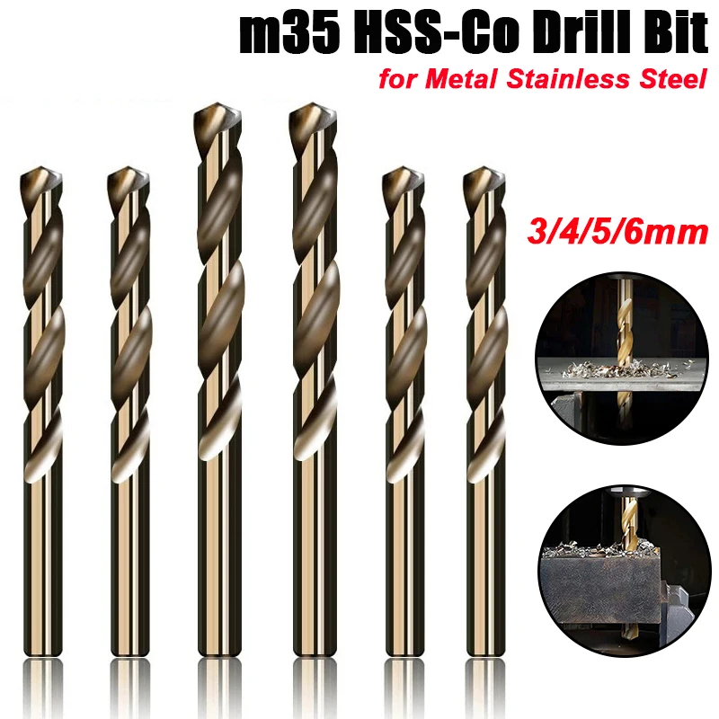 M35 5% Cobalt Twist Drill Bit Set 3/4/5/6mm HSS-Co Core Drill Bits Drilling Hole Cutter Tools for Metal Stainless Steel and Wood