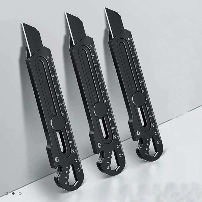 6 w 1 wielofunkcyjny nóż do pudeł ze stopu aluminium 25/18MM czarna tapeta Premium estilete profissional ferramenta ноњ