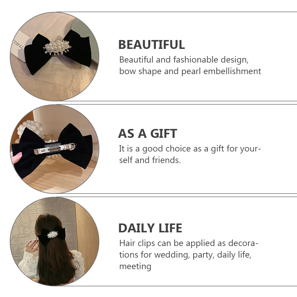

Pearl Clip Bowknot Girl Hair Accessory Clips Women Hairpin Black Bride Wedding Party Accessories Girls Hair Decor