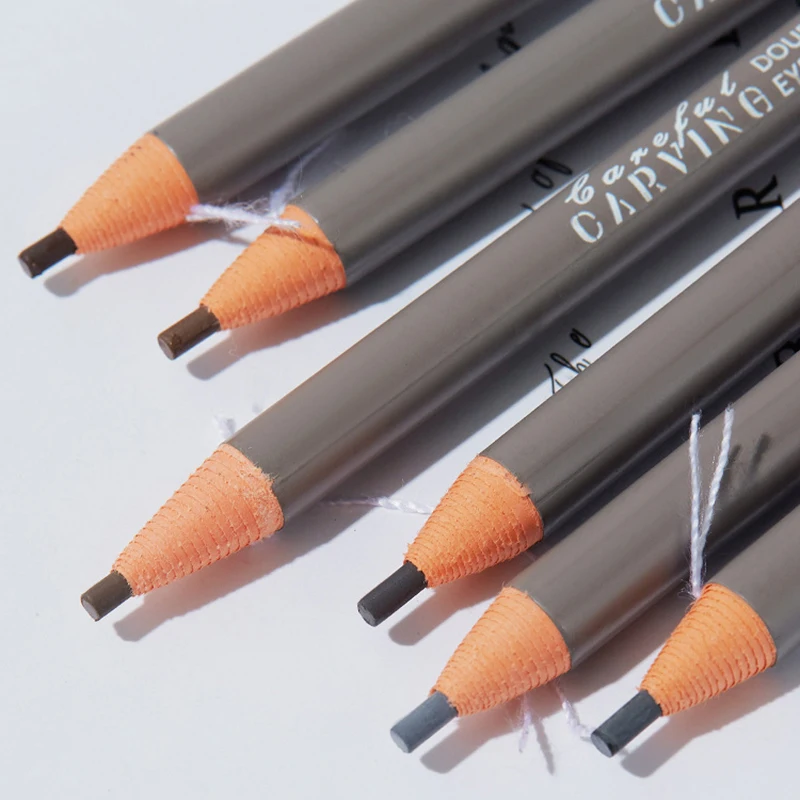 قلم حواجب مزدوج الأطراف مستحضرات تجميل حواجب برية طبيعية فائقة الدقة مقاومة للماء والعرق ويدوم طويلاً ومقاومة للتلطخ