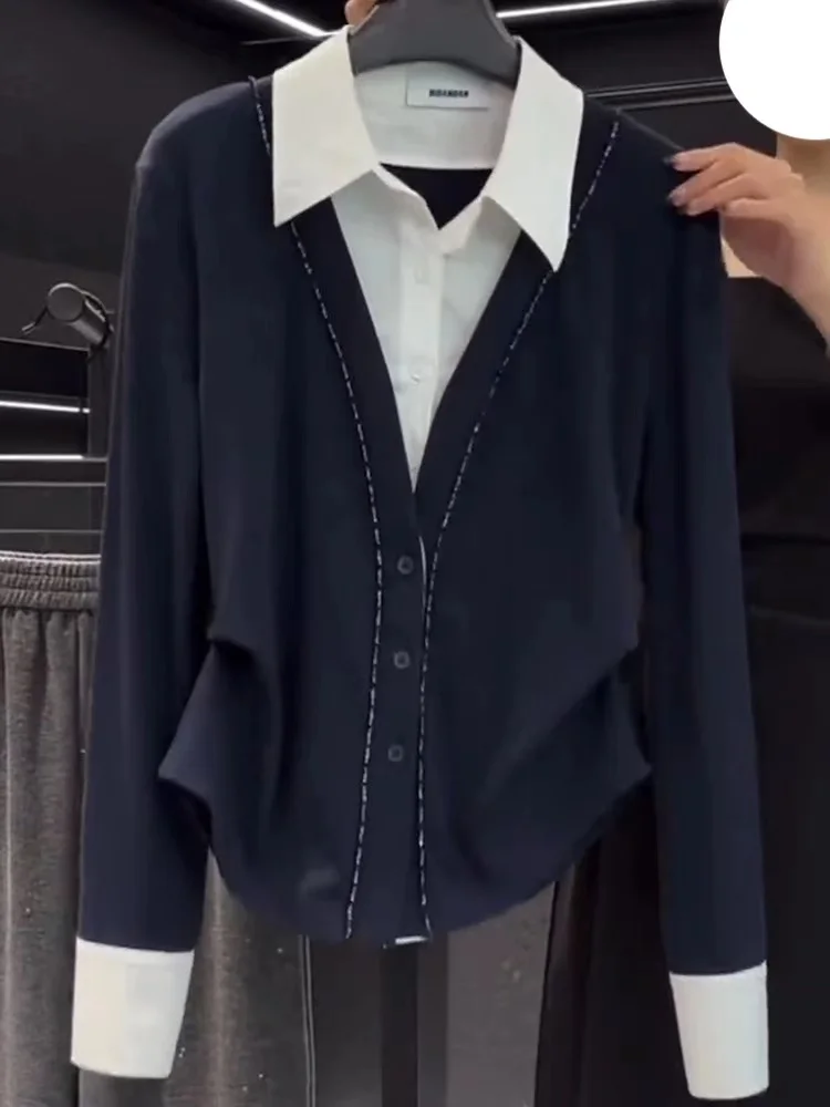 plus Size Women's Faionable Long Sve Knit Top Loose Fit Versatile Sle Autumn New Arrival Korean Sle Office Wear