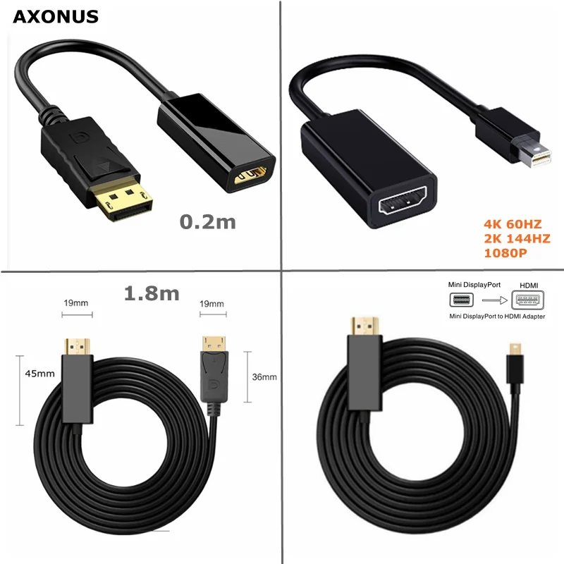 

4K@60Hz Mini DisplayPort to DP HD Male Female Cord, Thunderbolt 2 HDMI-Compatible for Old MacBook Air/Pro, Microsoft Surface Pro