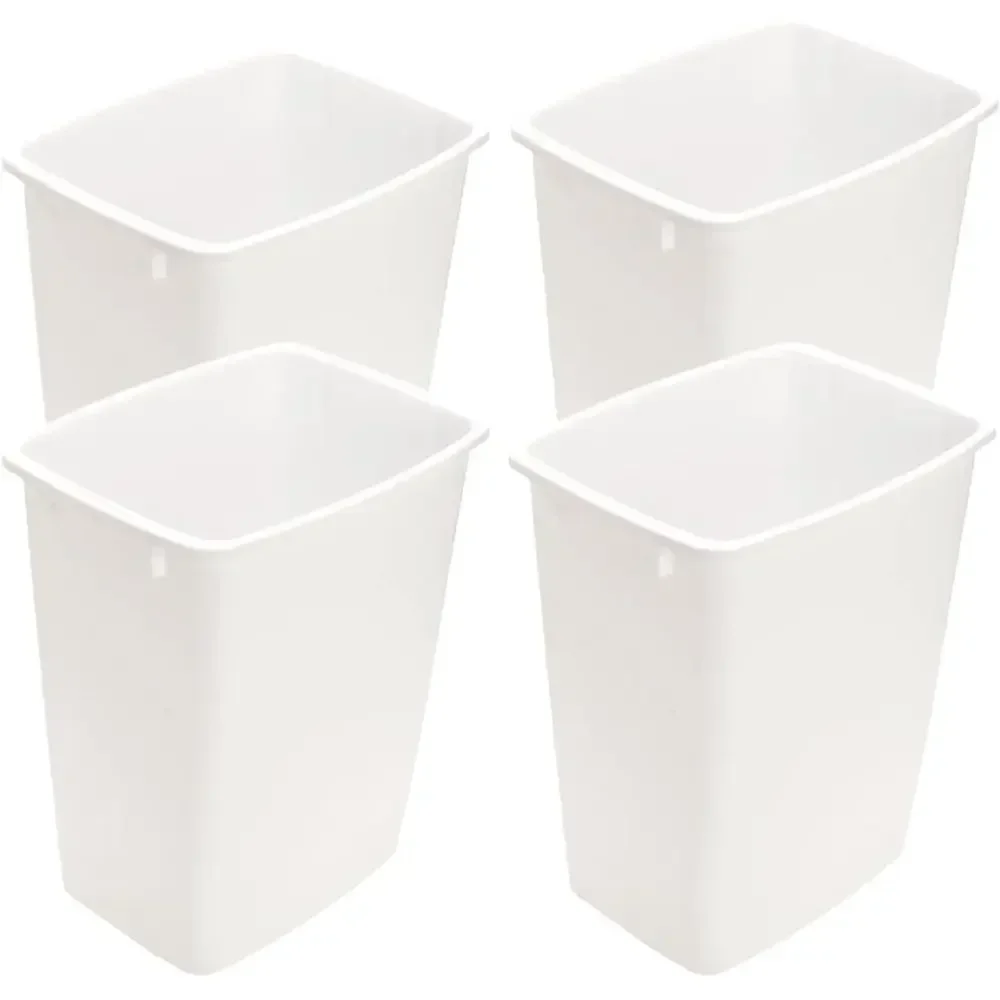 4-Pack 35-Quart White Plastic Trash Cans for Home, Office, and Commercial Waste Management