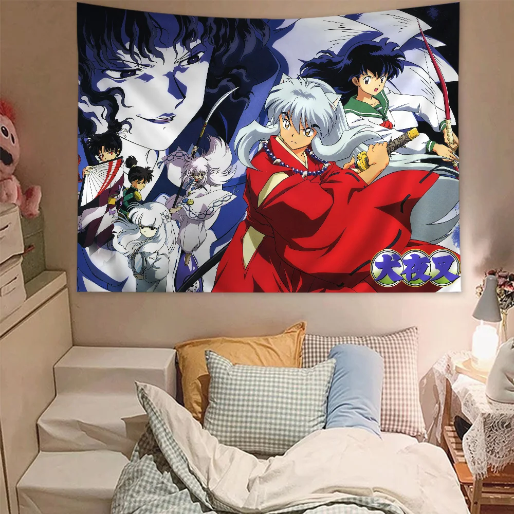 Anime Inuyasha Printed Large Wall Tapestry Hanging Tarot Hippie Wall Rugs Dorm Cheap Hippie Wall Hanging