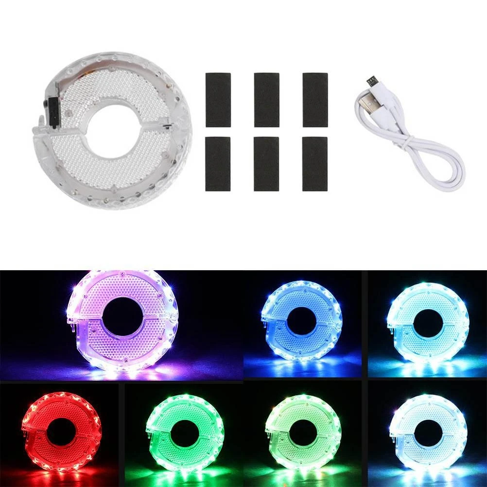 Bike Wheel Hub Lights Rechargeable 7 Colors 15 Modes LED Cycling Lights Colorful Bike Spoke Lights for Safety Warning