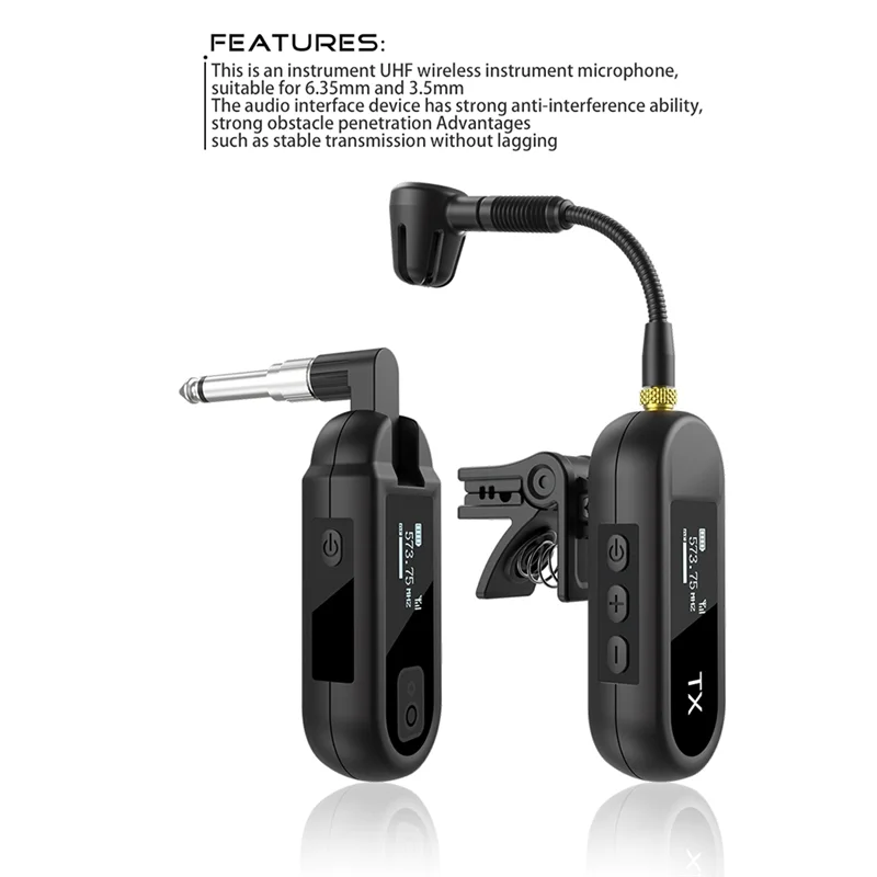 ABUE-Instrumen Saksofon Mikrofon Nirkabel Khusus Instrumen Mikrofon Kecil Panggung Luar Ruangan Mikrofon Klip Nirkabel