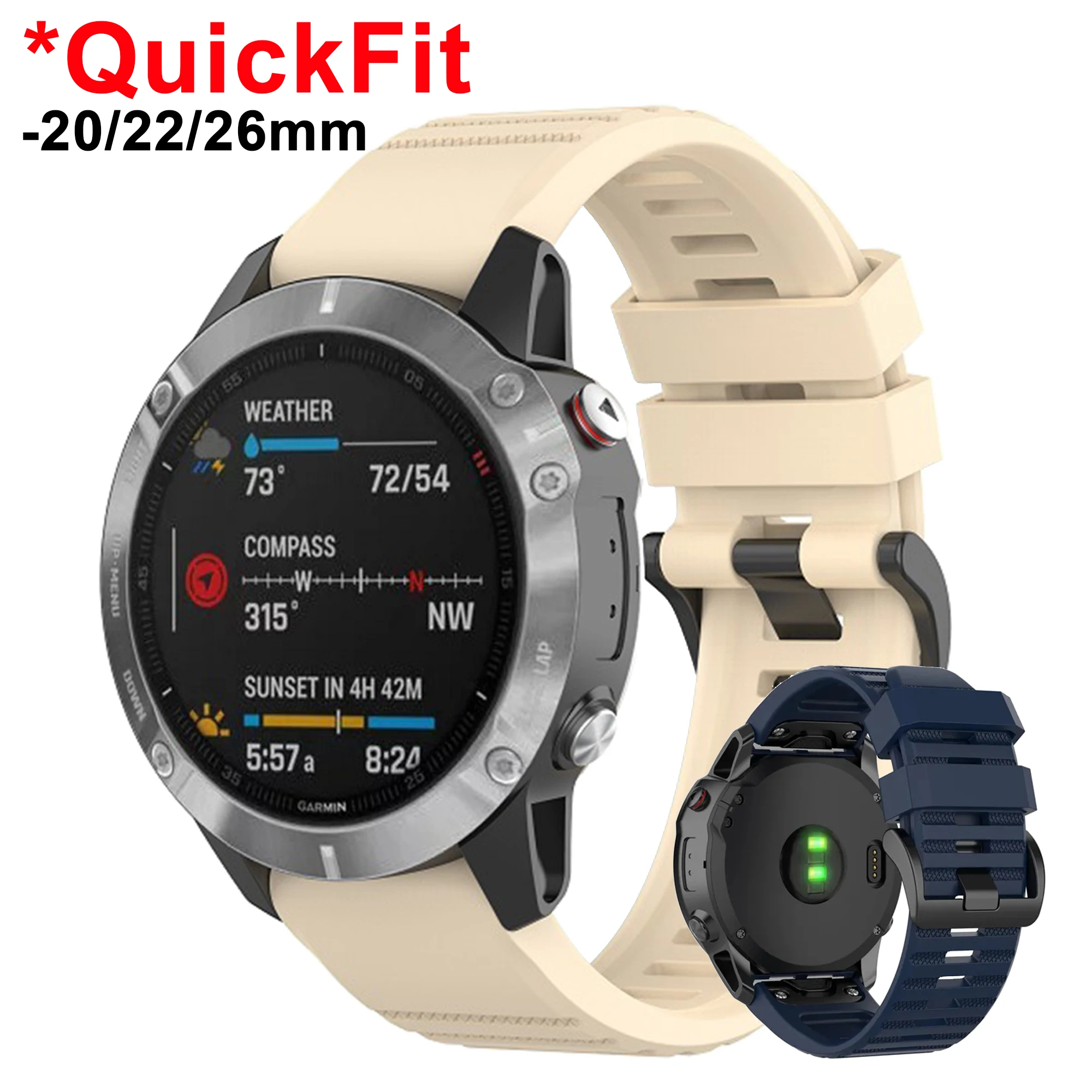 Correa QuickFit de 20 22 26mm para Garmin Epix Gen 2, correa de silicona para Fenix 7X 5 5XPlus 6S 6XPro Fenix8 Enduro3, pulsera de reloj