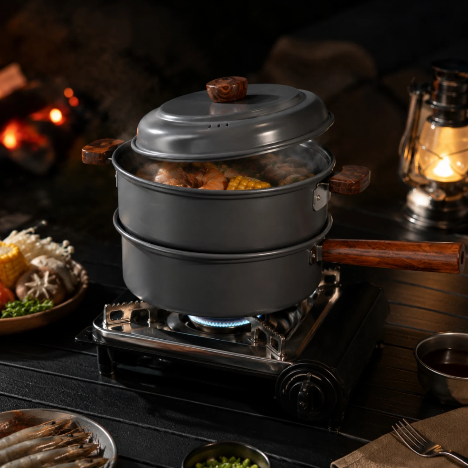 Panela de camping de dois níve - Camping Cooking Pot Set avaliação e preço