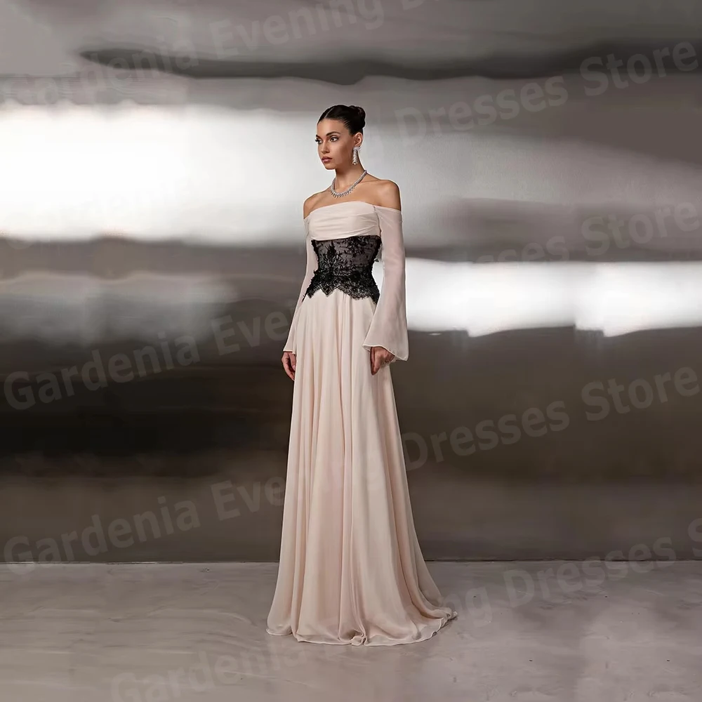 

Элегантные женские вечерние платья трапециевидной формы с открытыми плечами и длинными рукавами для выпускного вечера Vestidos Para Mujer Кружевное платье по индивидуальному заказу