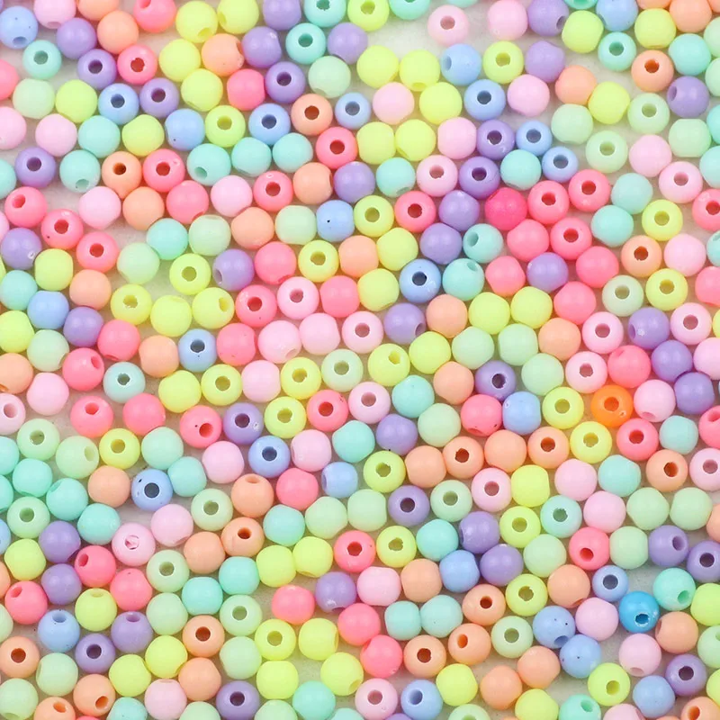 1000-2000pcs 4mm Multicolor Plastic Round Spacer Loose Beads For Jewelry Making Handmade Bracelets Necklaces DIY Accessories