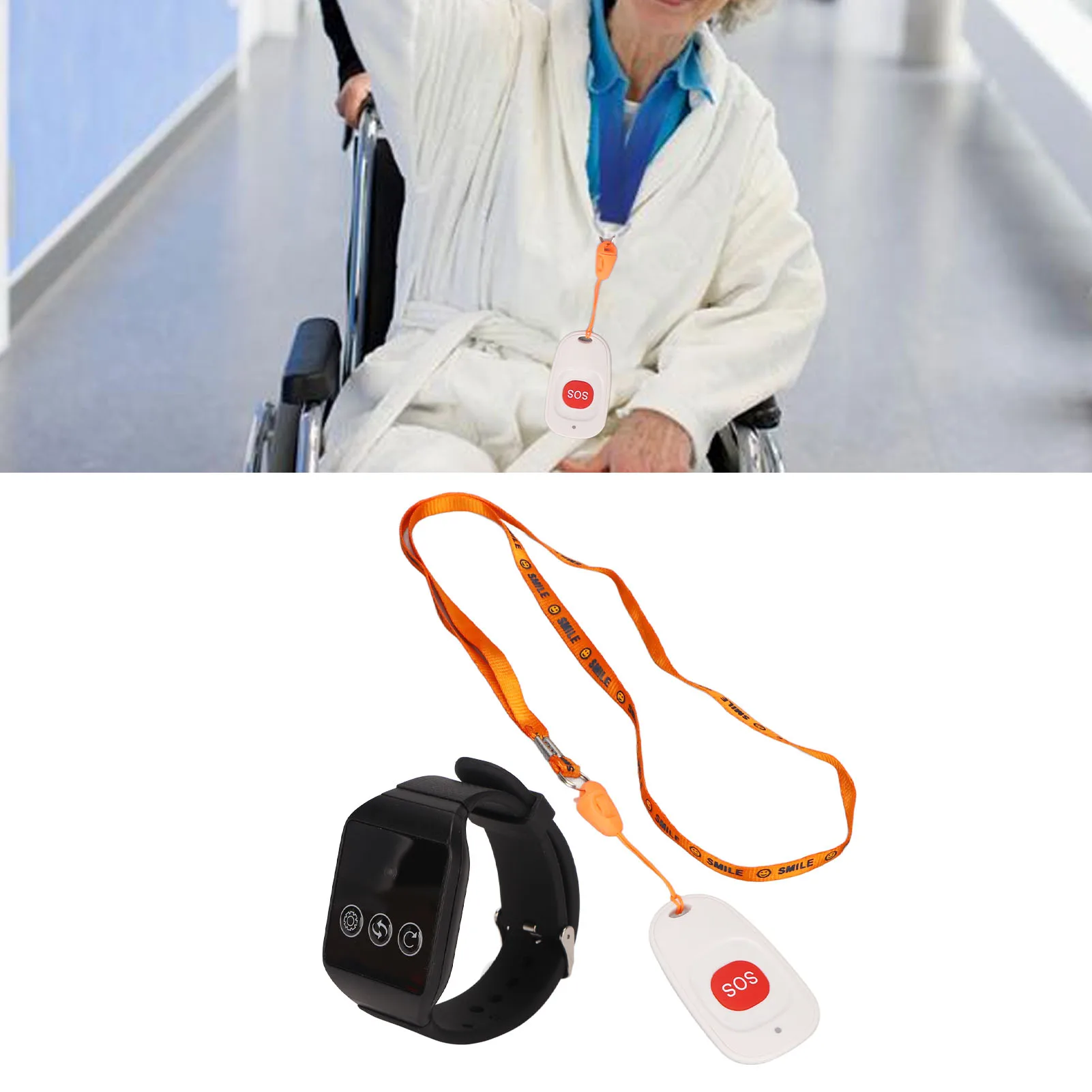 SOS Alert Button Portable Caregiver Pager Wireless Waterproof Stable Signal Vibration Home Hospital Remote Nurse Alert System