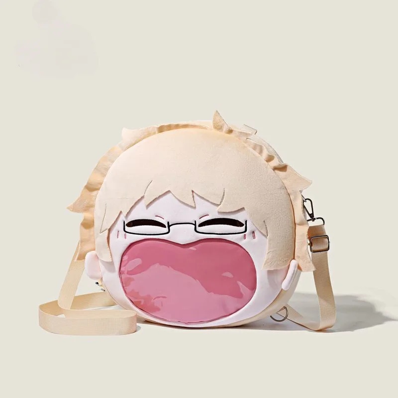 anime Haikyuu!! Tsukishima Kei Big Mouth Pain Bag plush transparent backpack decoration crossbody bag Portable Doll storage bag