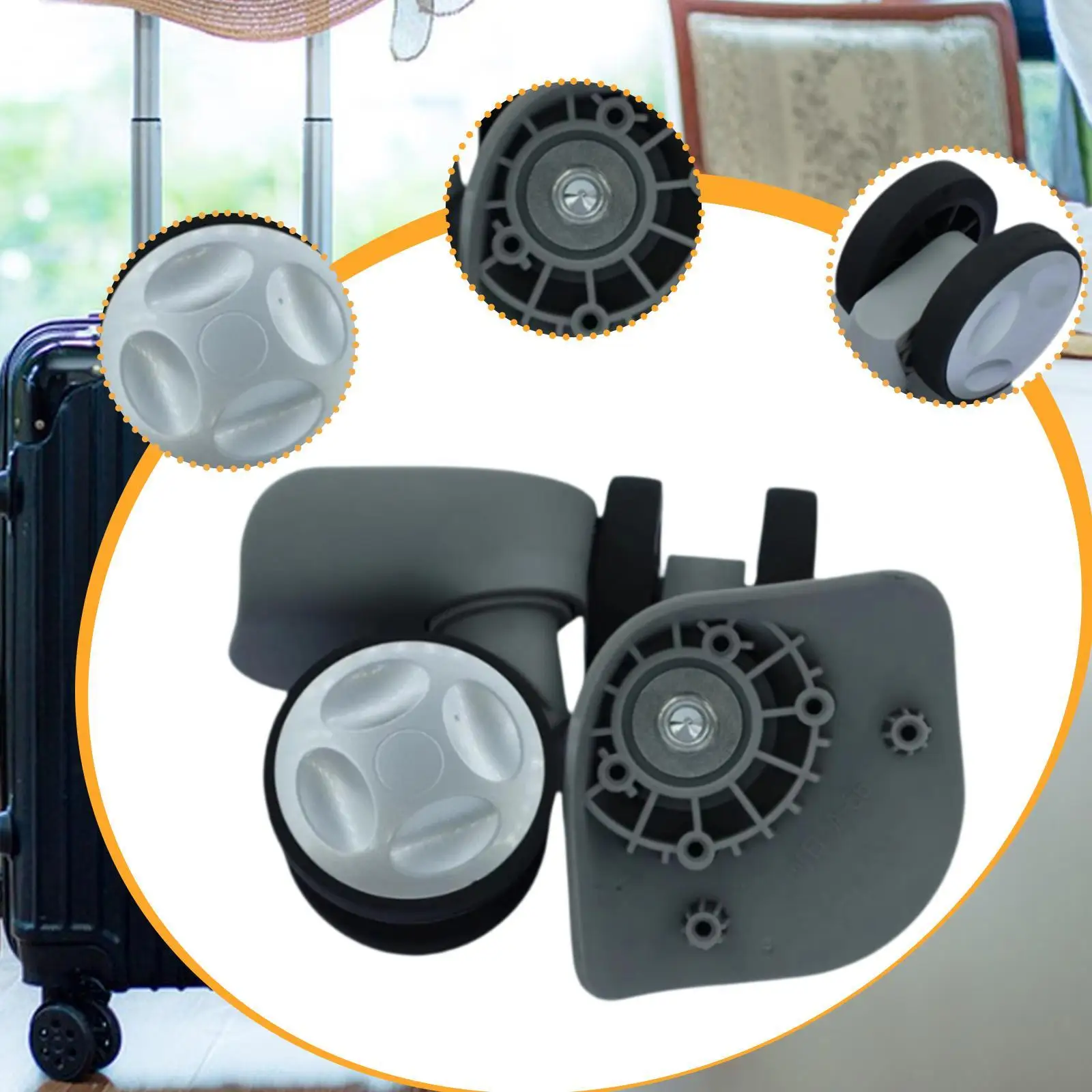 Trolley Suitcase Wheels Replacement 2 Pack PP Swivel Caster 5.2cm for Travel Luggage Bag 360 Degree Rotating Quiet Smooth