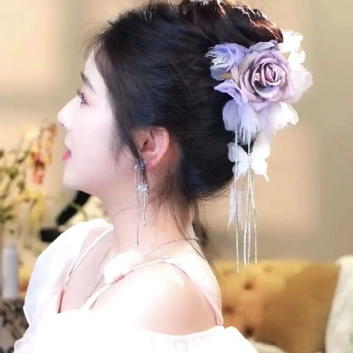 Super Fancy Style Flower Hair Claw for Women 2024 New Girl Decorate Headwear Tassel Butterfly Hair Shark Clip Accessories