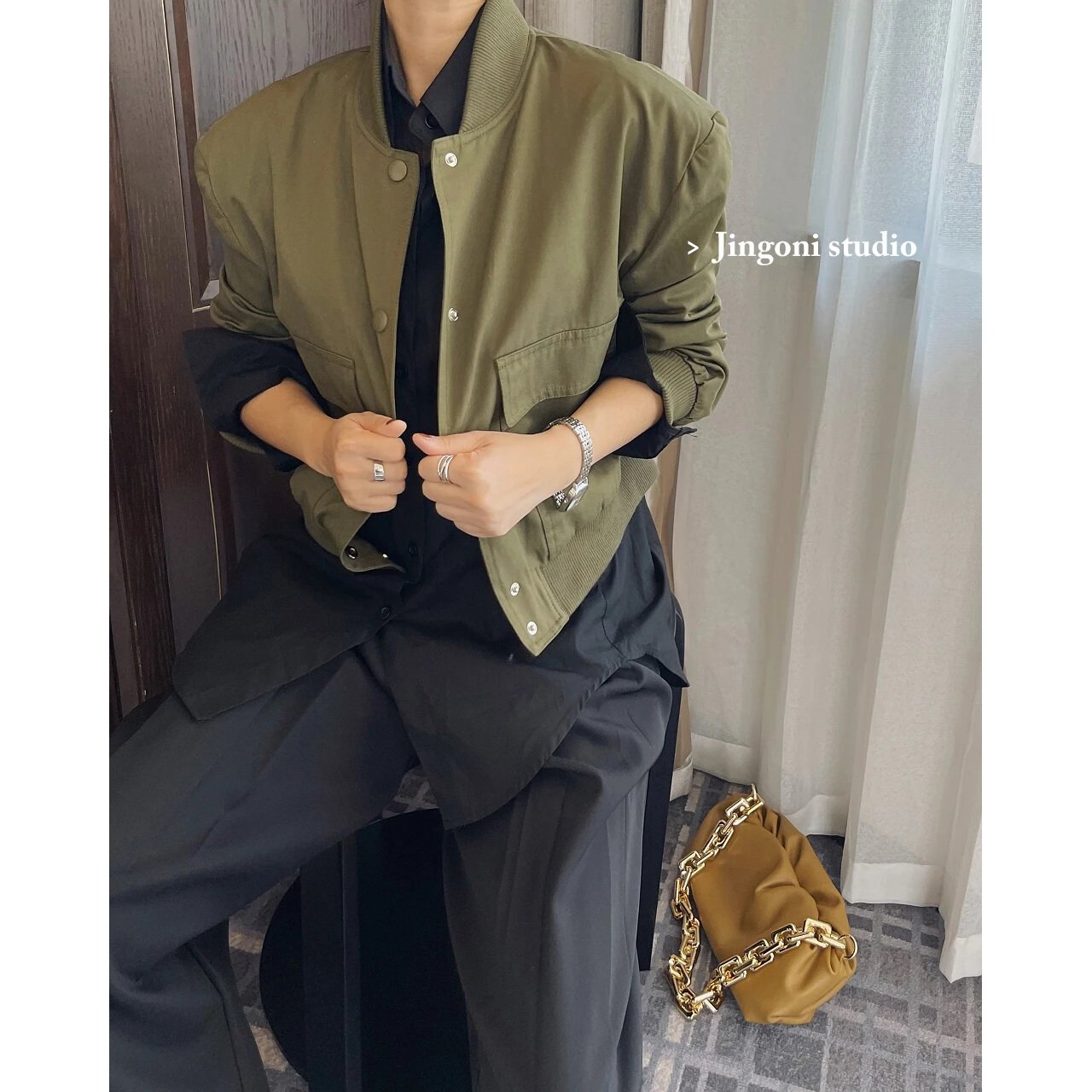 Women Jacket Green Cropped Bomber Racing 2023 Aviator Oversize Top Baseball Windbreaker Coat Korean Style Trench Y2k Cardigan