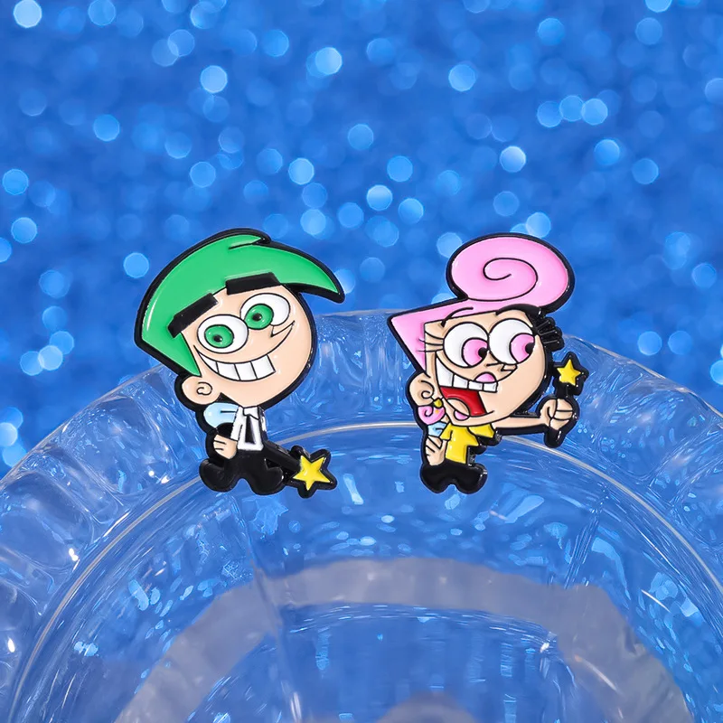 Anime Timmy Characters Enamel Pins Custom Boy and Girl Brooches Lapel Badges Cartoon Jewelry Gift for Kids Friends