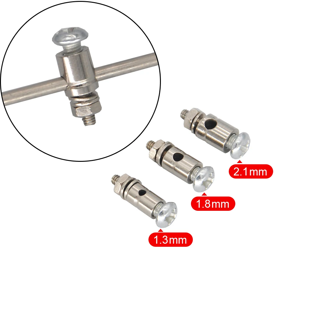 10PCS 1.3mm 1.8mm 2.1mm Pushrod Connectors Linkage Stopper Metal Quick Adjuster Positioner Servo Connector KT Aircraft RC Boat