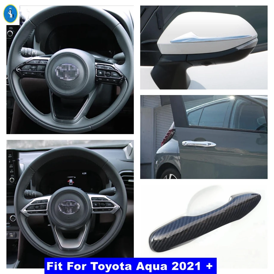 

Car Door Handle / Steering Wheel / Rearview Mirror Strip / Rear Bumper Plate Cover Trim For Toyota Aqua 2021 2022 Accessories