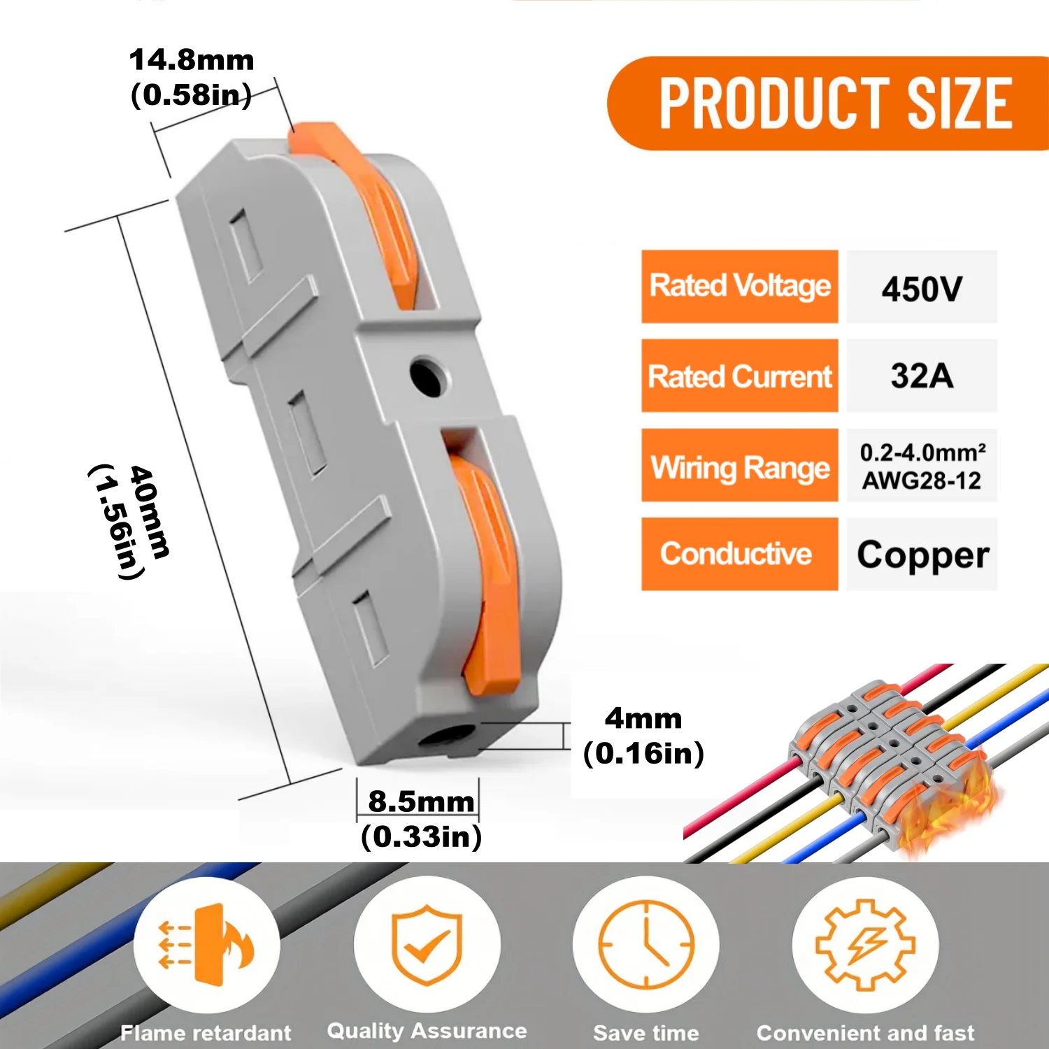 20-50Pcs Lever Wire Connectors, Mini Quick Connector Push-in, 1 in 1 Out Electrical Wire Inline Terminal for Splicing 28-12 AWG