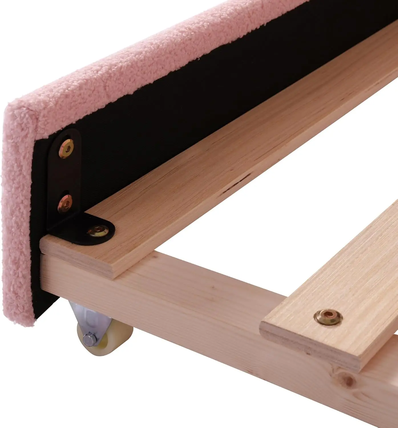 Teddy Fleece Twin Size Upholstered Daybed With Led Lights And Trundle, Modern Bed Track Design Sofa Bed Frame,No Box Spring