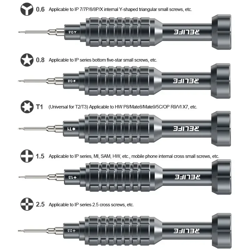 RELIFE RL-730 Steel Cannon King Disassembly ไขควงสําหรับโทรศัพท์มือถือ Y0.6 0.8 1.5 2.5 T1 ความแข็งสูง S2 Steel Bolt Driver