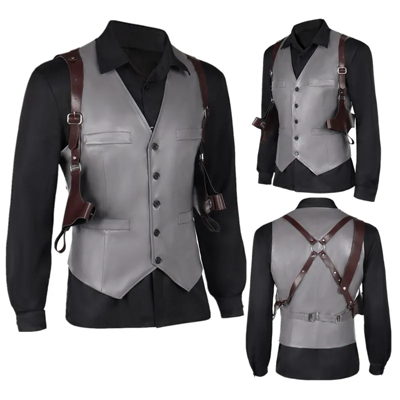 

Resident Wesker Cosplay Game Biohazard Fantasy Costume Adult Men Shirt Vest Back Strap Outfits Halloween Carnival Party Suit