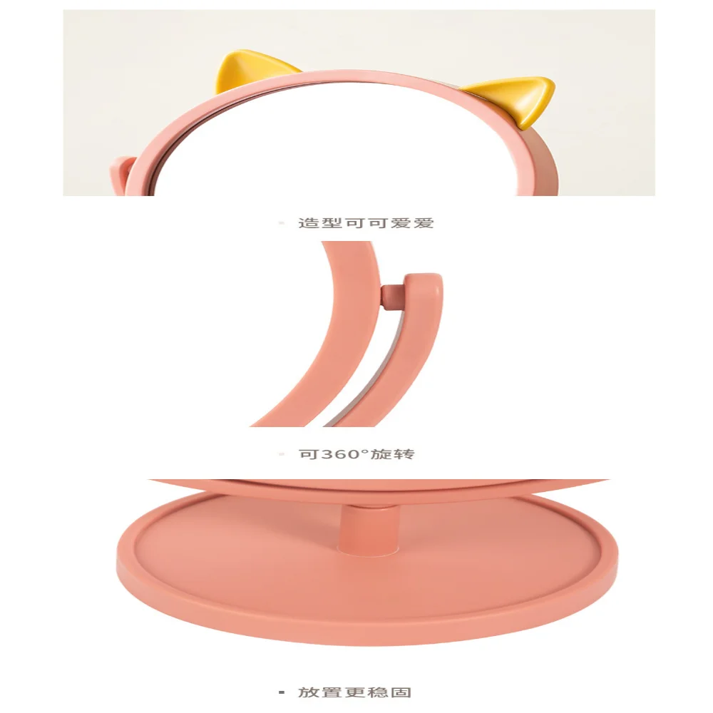 Espelho de orelha de gato compacto portátil espelho de vaidade compacto criativo para penteadeira quarto