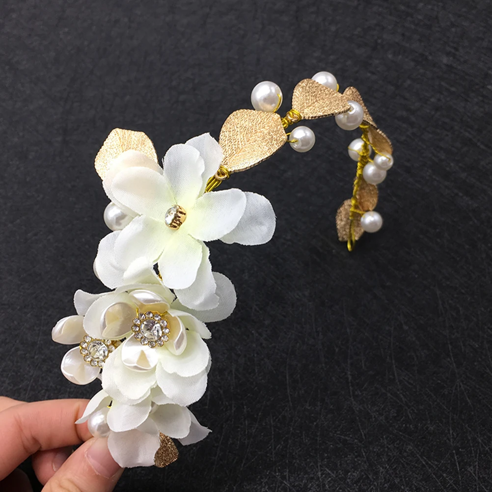

Cloth Hairband Wedding Headband Bridal Headwear Flower Crown Bridesmaid Accessories for Formal Occasions White
