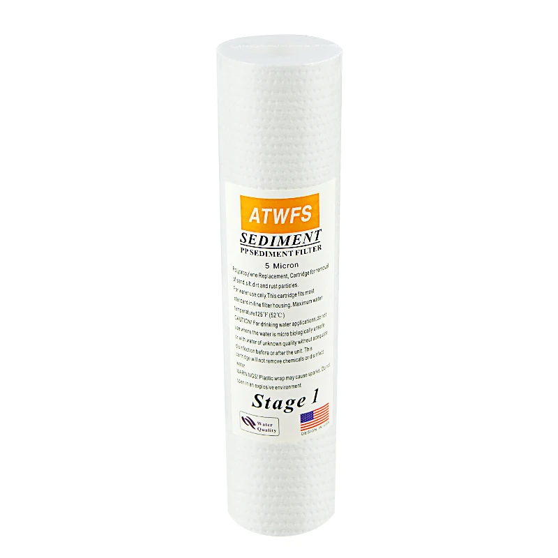 ATWFS Water Filter Cartridge 2pcs 5Micron PPF Cotton+ 2pcs 1Micron PPF Cotton+ 2 pcs Activated Carbon Reverse Osmosis System