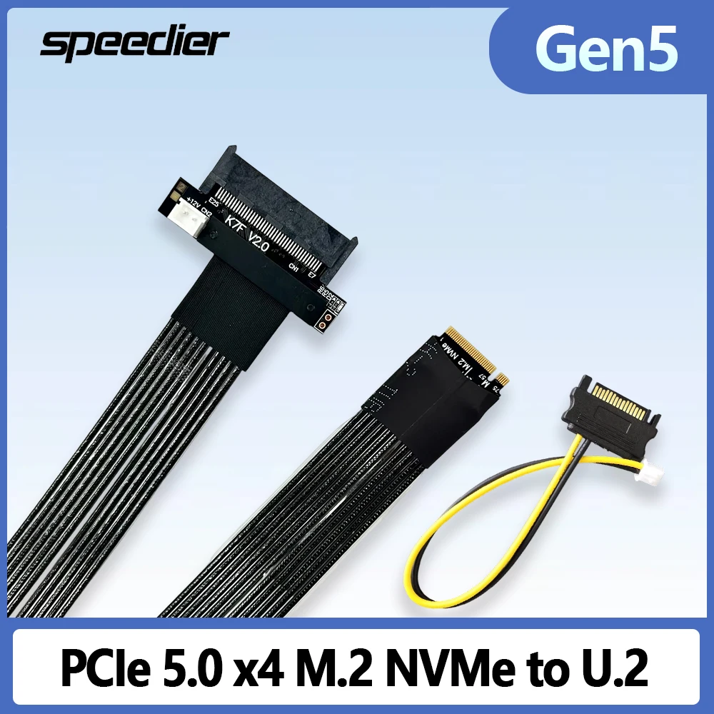 

PCIe 5.0 X4 M.2 NVMe To U.2 SFF-8639 SSD Extension Gen5 128 Гбит/с Riser Turn 180 градусов Шина Вертикальная 128 Гбит/с K47 с SATA