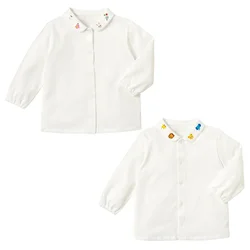 Japanese and Korean Children's Casual Shirt Spring  Boys and Girls Cartoon Bear Embroidered  Long-sleeved Blouse Baby Boy Top