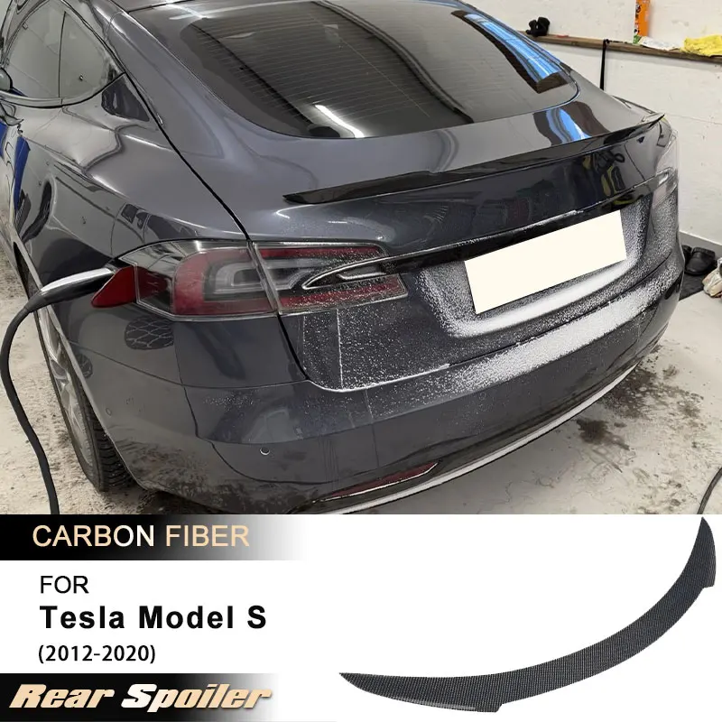 Car Rear Trunk Spoiler Wings for Tesla Model S 90D P85D P90D P100D 2012-2020 Racing Rear Spoiler Boot Wing Lip Full Carbon Fiber