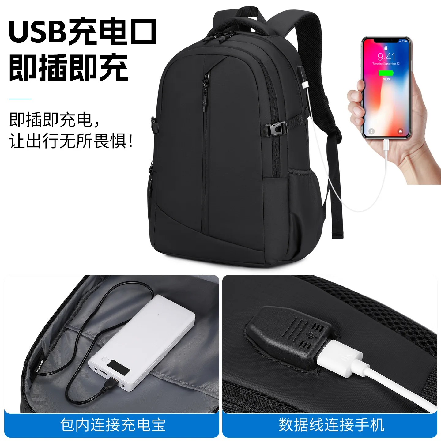 Large Capacity Laptop Backpack Men Waterproof Business Travel Carry-on Flight Bag Casual Commuter Work School Outdoor Rucksack