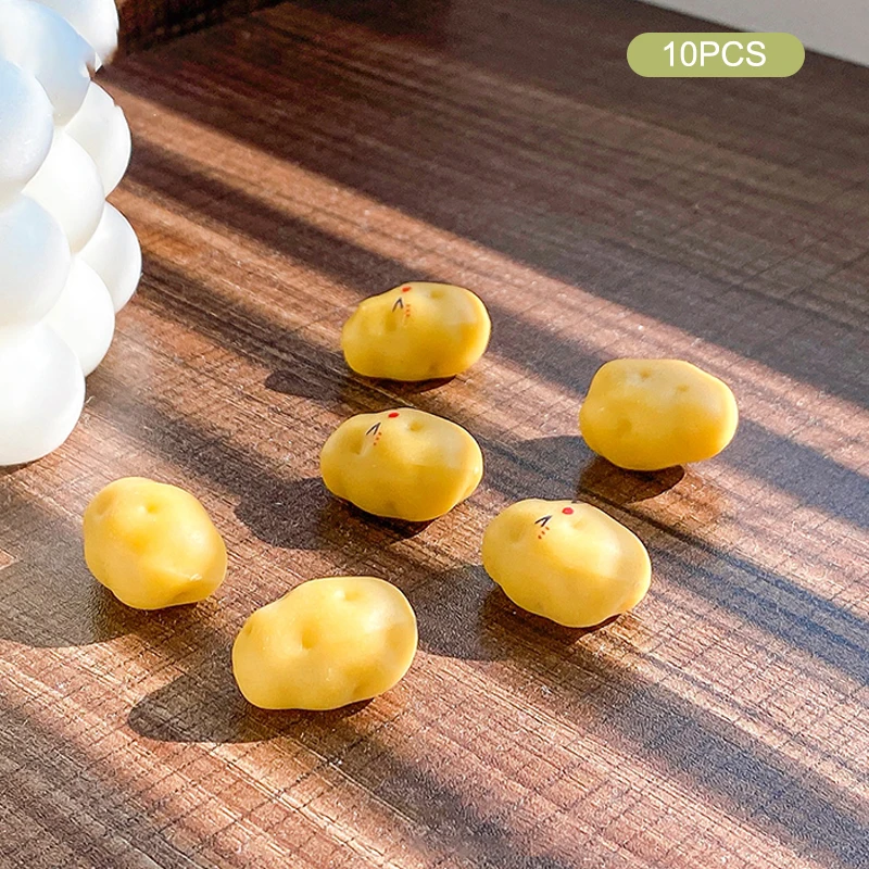 Figuras de patatas en miniatura de dibujos animados, figuras artesanales, decoración creativa, pequeños adornos de escritorio, regalos de decoración del hogar, 10 Uds.