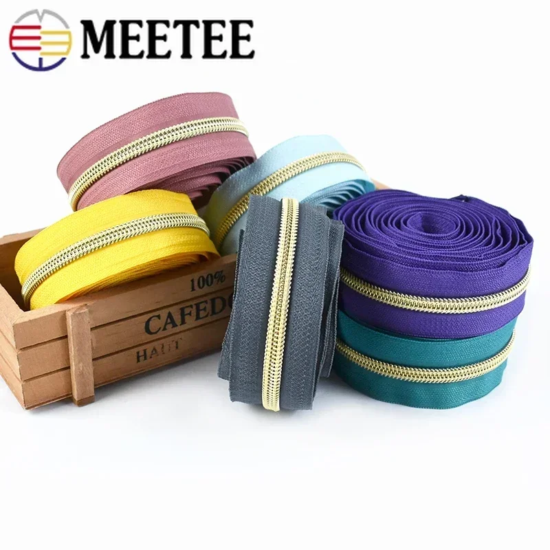 4 Metros 5 #   Zíperes de náilon com zíper sliders extrator para sacos de costura roupas bobina zips fita kit reparo diy acessórios de vestuário